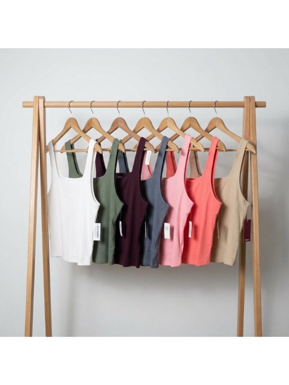 Lot 7 Old Navy Fitted Ultra Crop Tank Top Ribknit 2X Beige Olive Green Burgundy